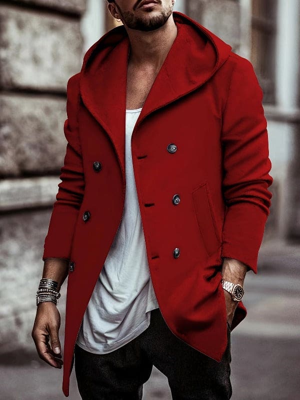 Hooded coat with long sleeves