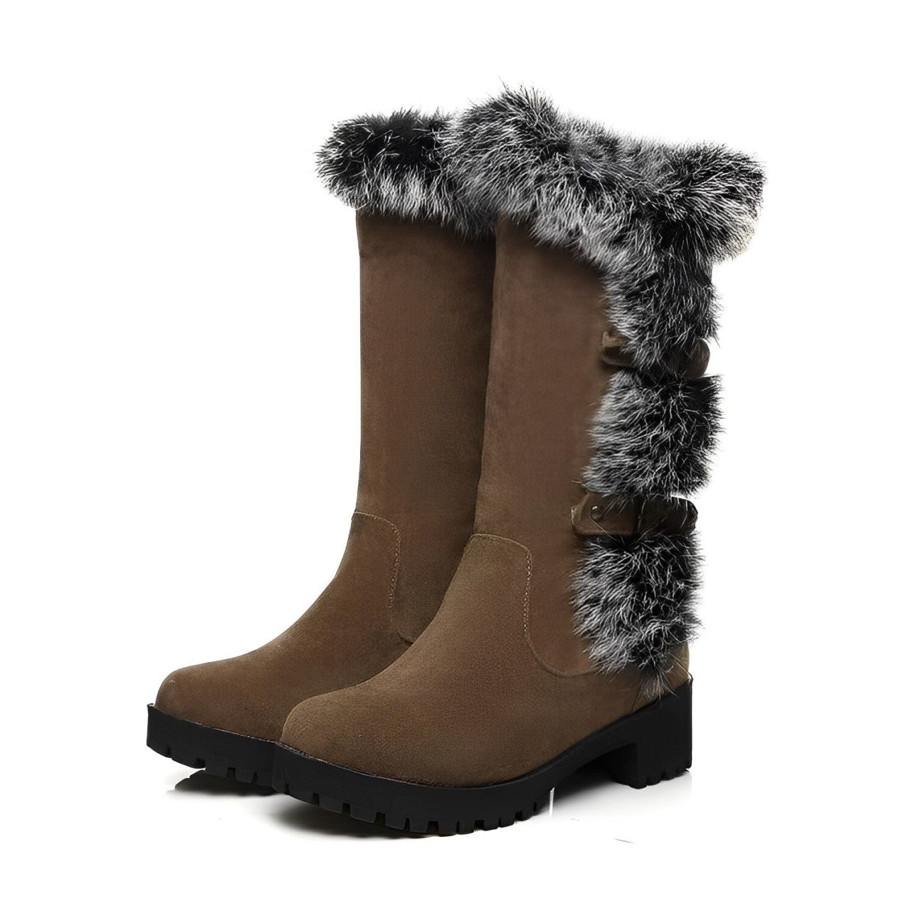 Women - Snow Boots - Elegant Suede - Stylish Winter Footwear for Comfort and Warmth