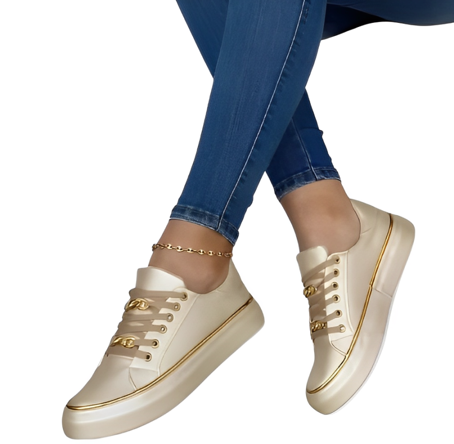 Lace-up platform sneakers in leather