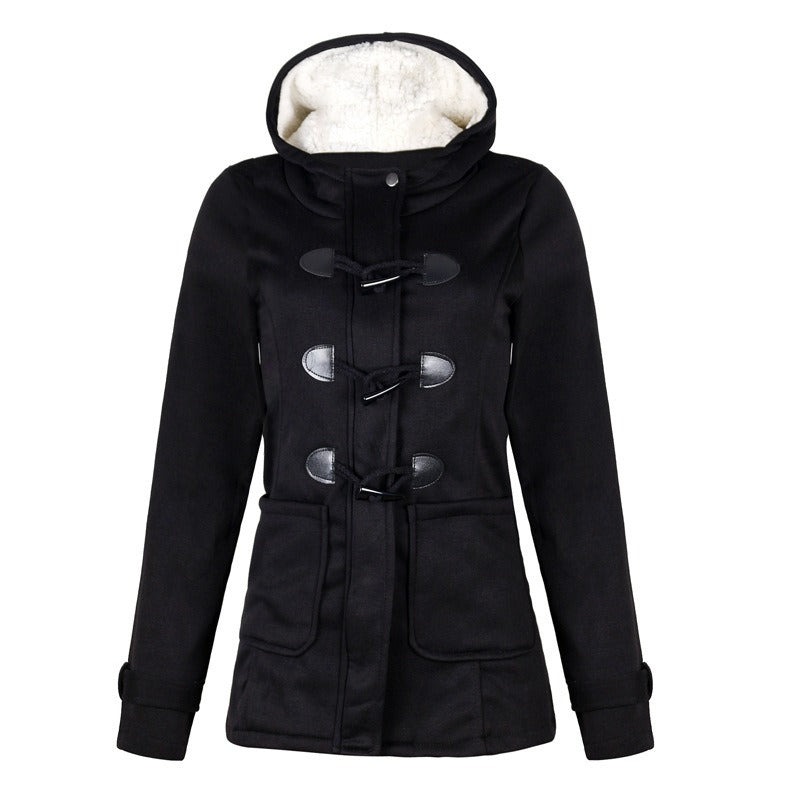 Women - Long Winter Trench Coat - Hooded & Warm - Stylish Outerwear for Cold Weather