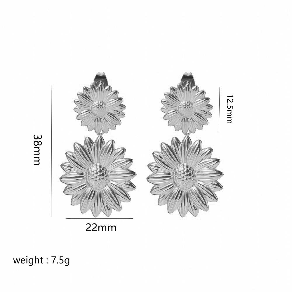 Women's - Stainless Steel Stud Earrings - Butterfly & Flower Motif - Elegant Jewelry for Everyday Elegance