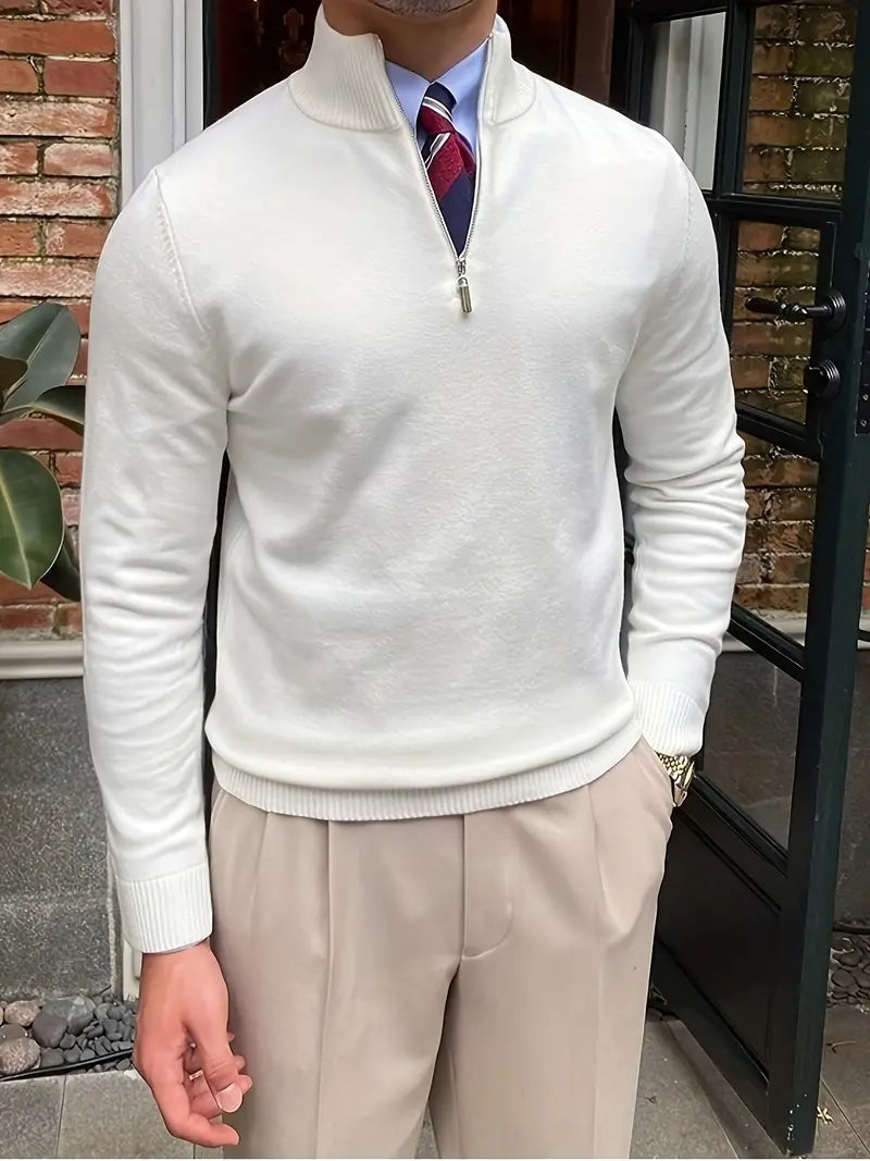 Men - Half Zip Jumper - Cozy Knit Fabric - Stylish & Versatile for Every Occasion