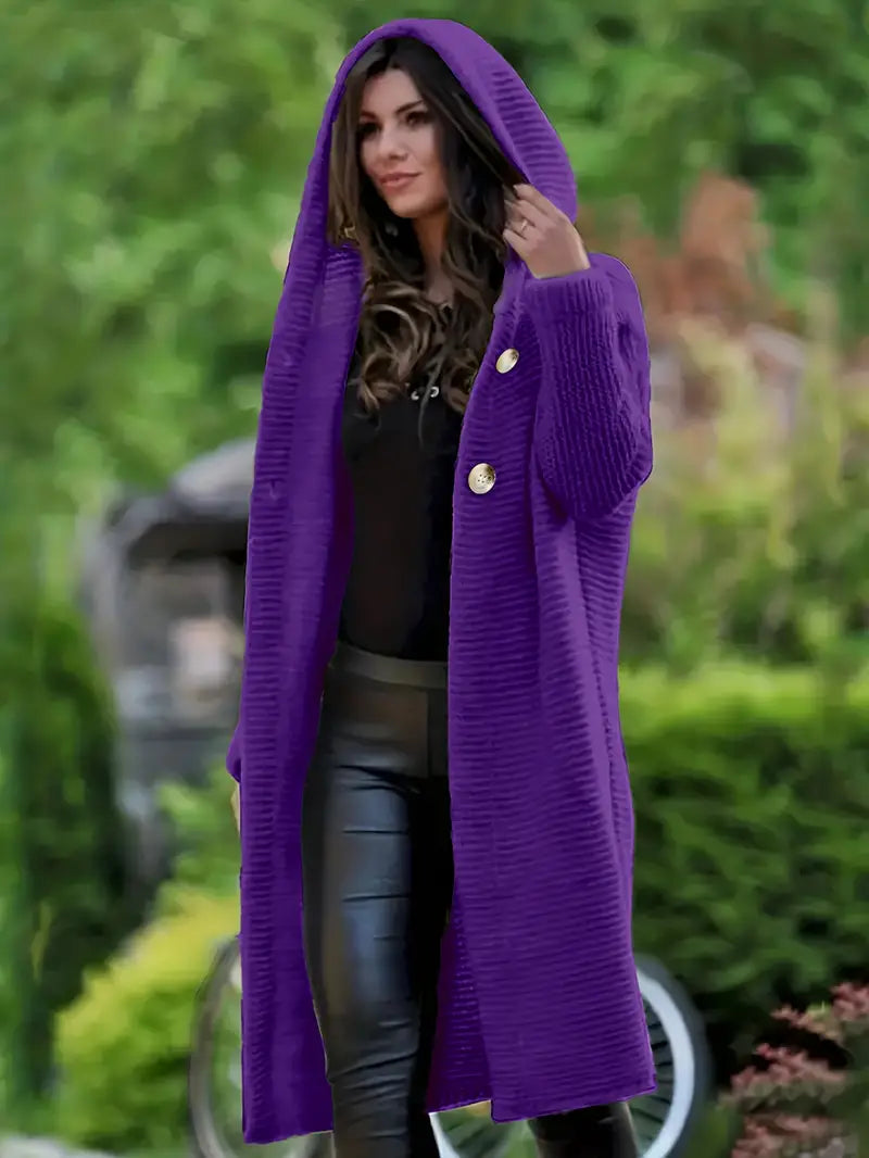 Long knitted cardigan with hood