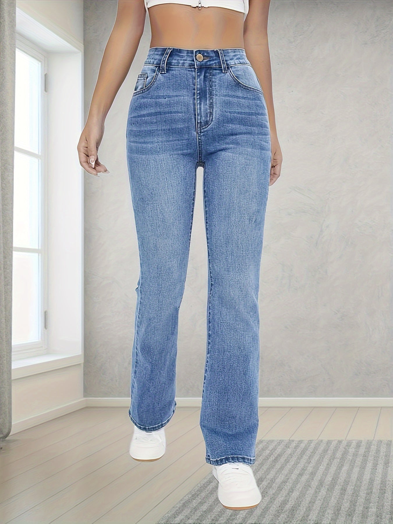 Light blue bootcut jeans