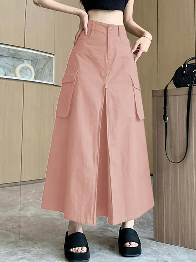 Long skirt in Korean cargo style