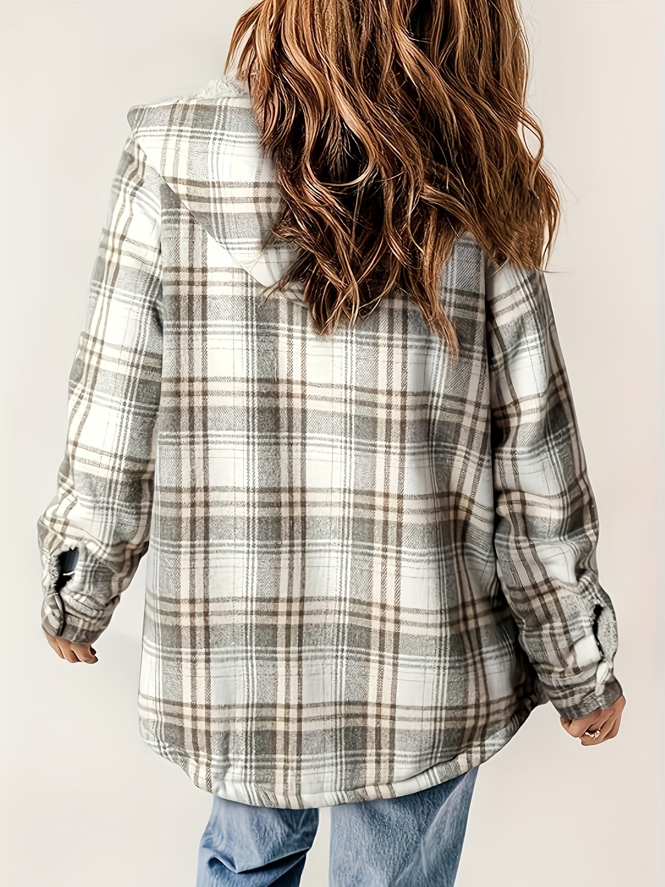 Women - Urban Jacket - Checked Pattern with Zip Fastening - Stylish Outerwear for Everyday Wear