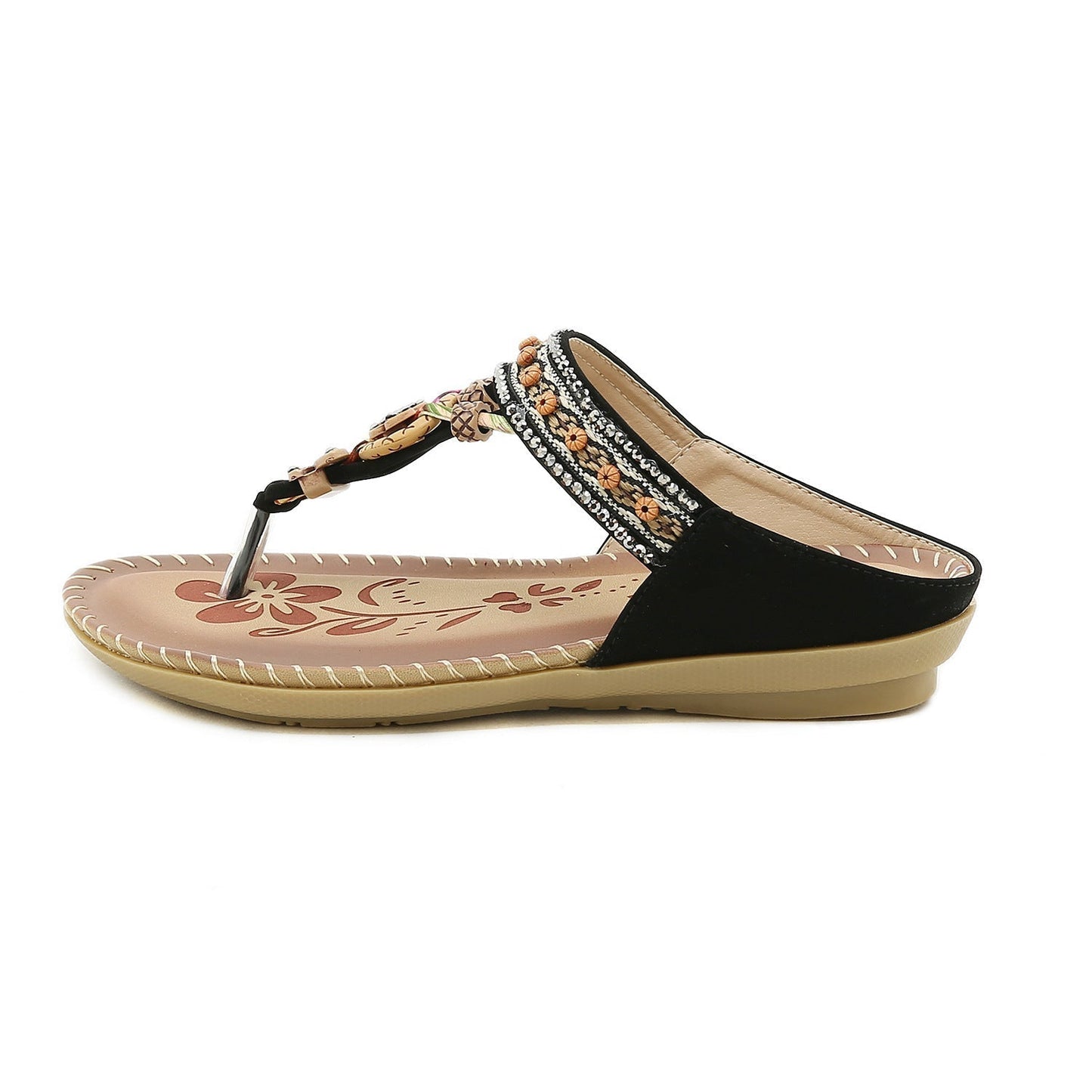 Ladies Bohemian Ethnic Set Toe Flat Sandals