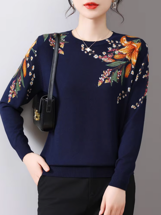 Cotton jumper with floral pattern