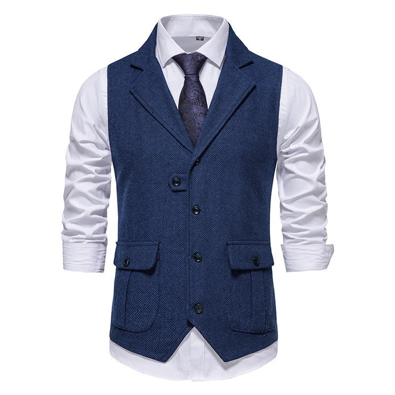 Sleeveless waistcoat with lapel pocket for men