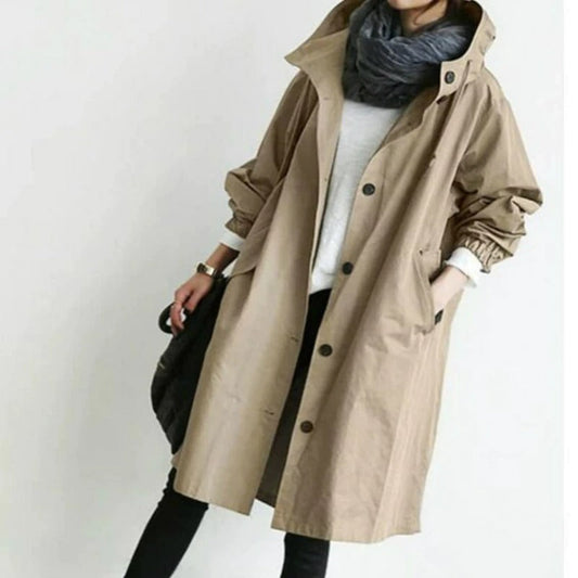 Women - Trench Coat - Stylish Lightweight Fabric - Elegant Outerwear