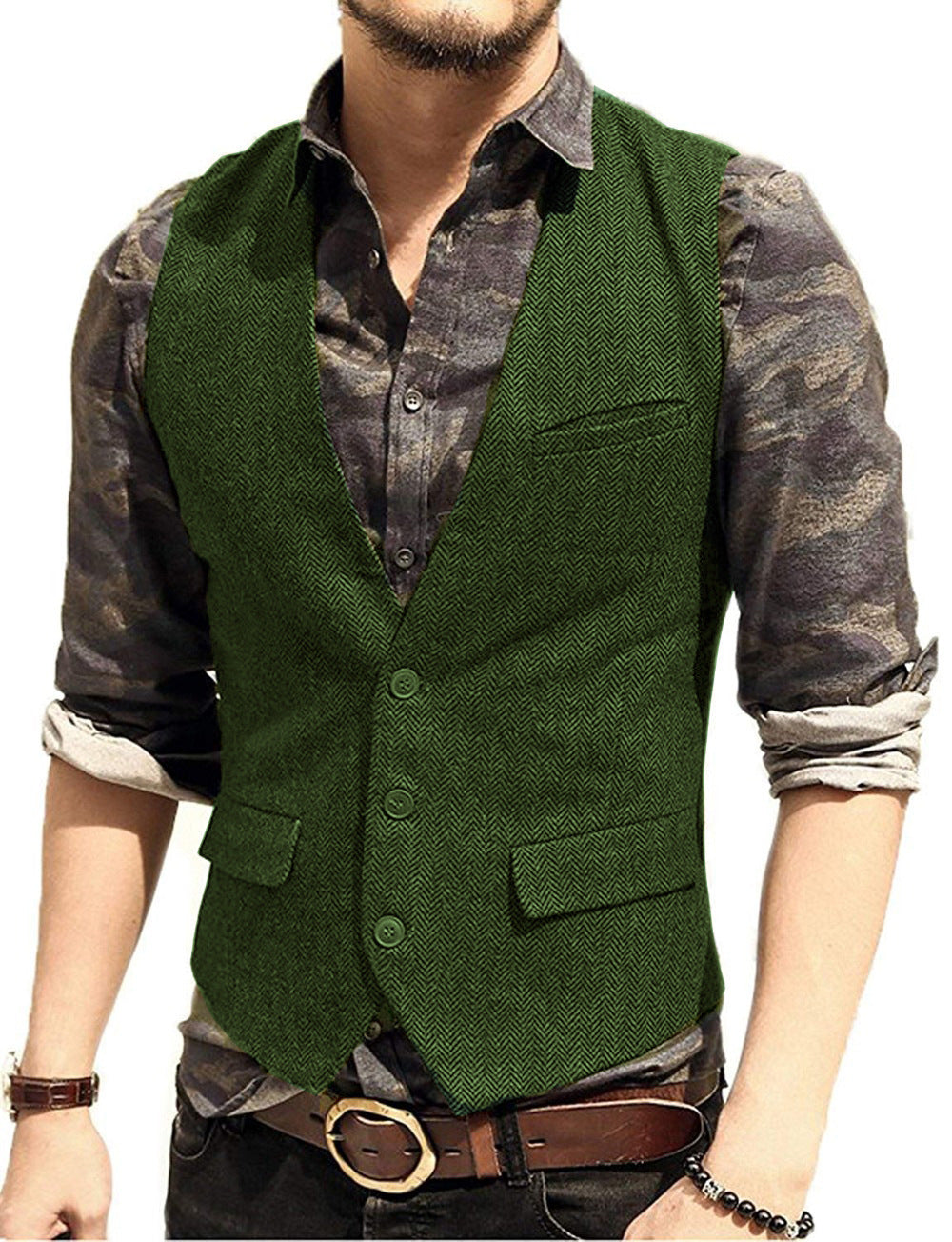 Sleeveless waistcoat with textured details