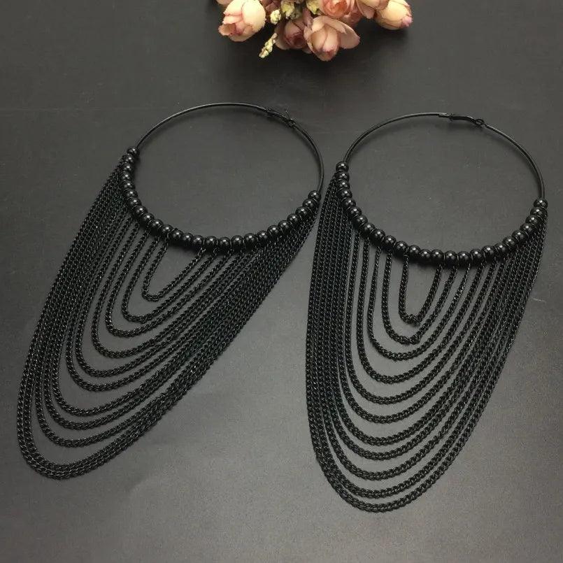 Elegant hoop earrings with pearl tassels