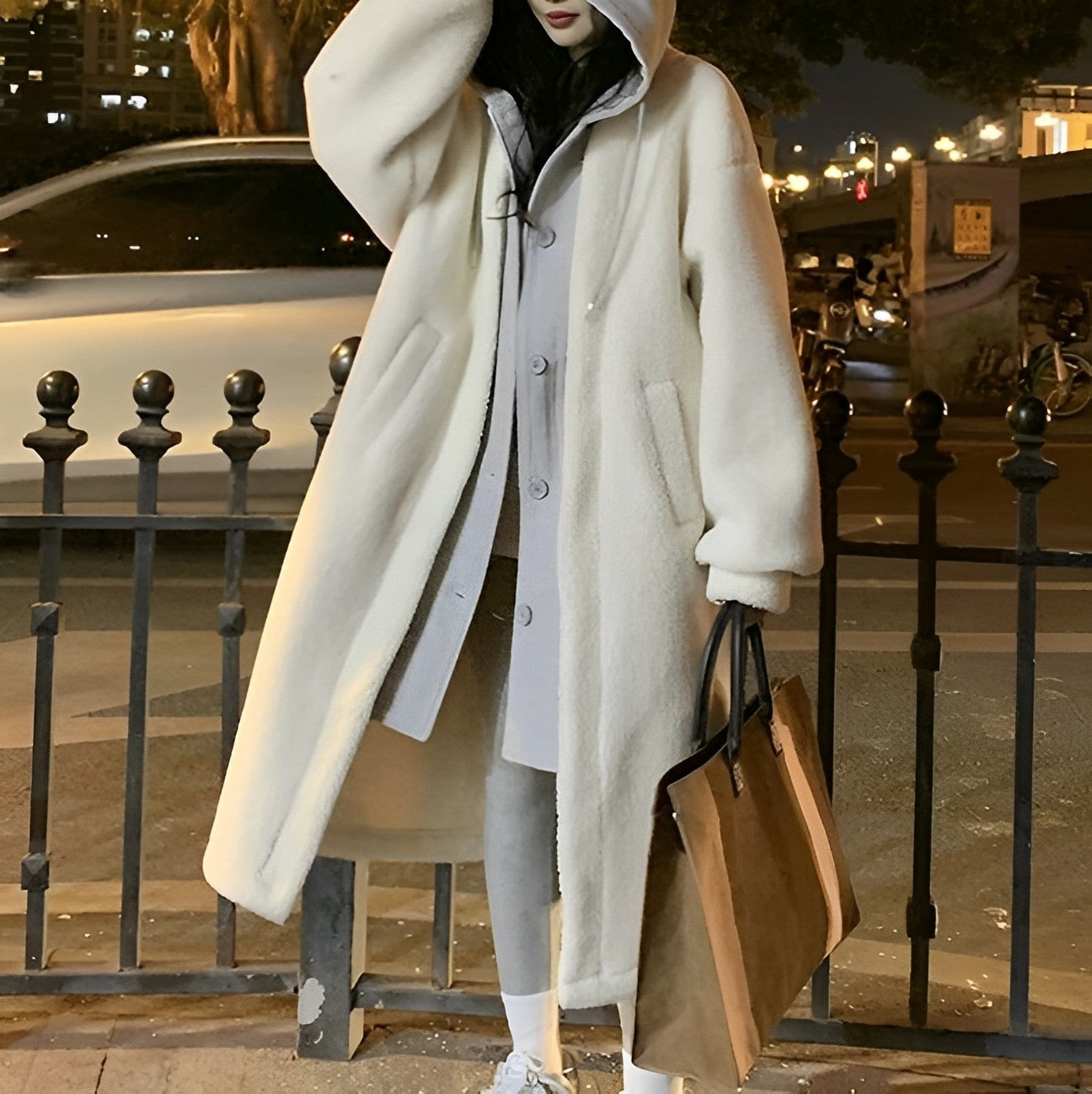 Women - Long Winter Coat - Hooded, Stylish & Warm - Cold Weather Outerwear