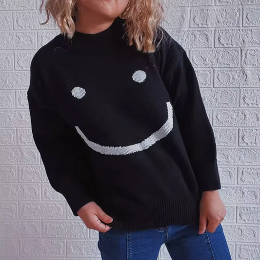 Knitted jumper with smiley face