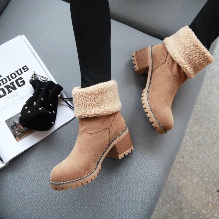 Warm winter boots made from winter fur