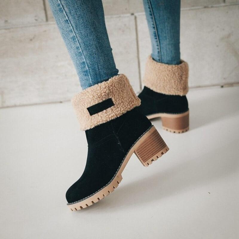 Warm winter boots made from winter fur