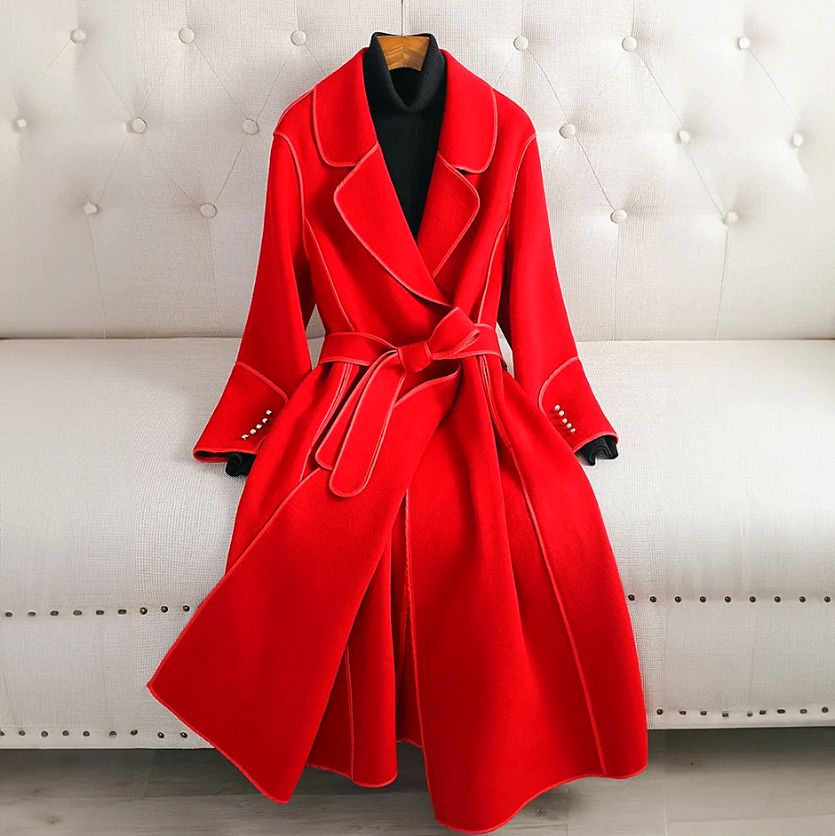 Women - Trench Coat - Stylish Belted Design - Classic & Elegant Outerwear for All Seasons