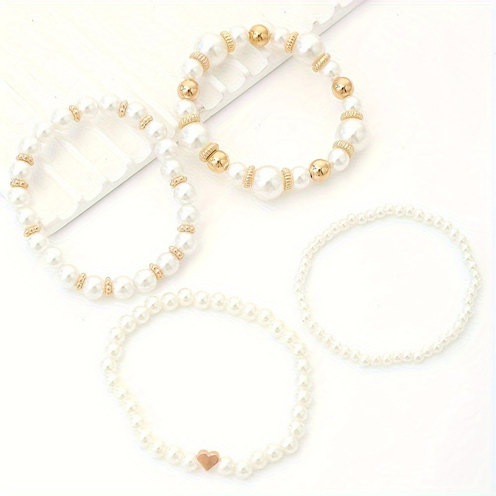 Set of 4 bracelets with artificial pearls