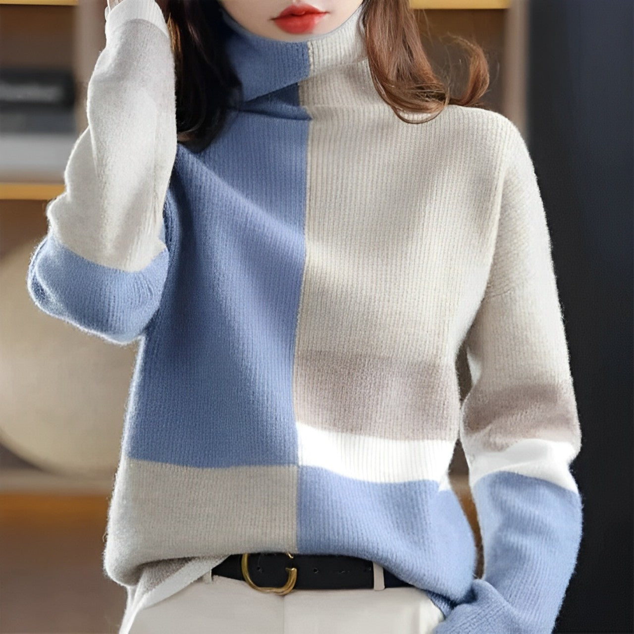 Women - Loose Turtleneck Jumper - Chic Design - Cozy Knit Sweater for Stylish Comfort