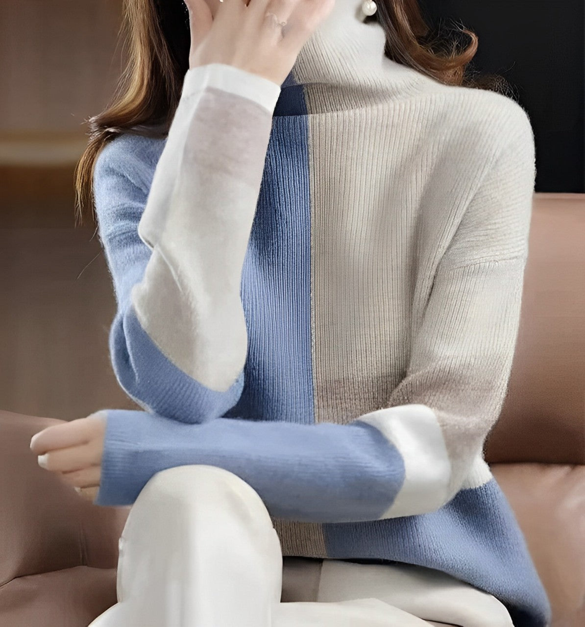 Women - Loose Turtleneck Jumper - Chic Design - Cozy Knit Sweater for Stylish Comfort