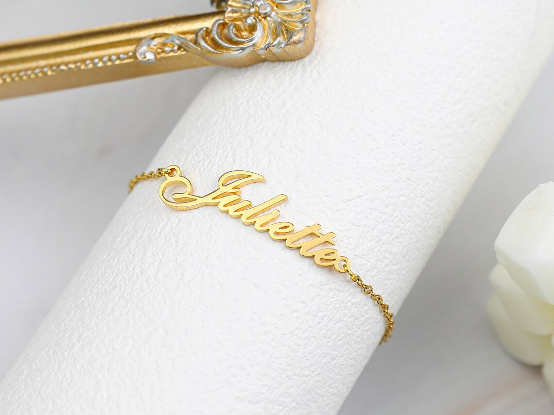 Golden personalised name anklet