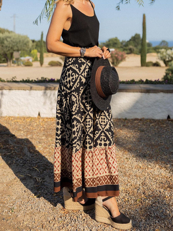 Maxi skirt with ruffles