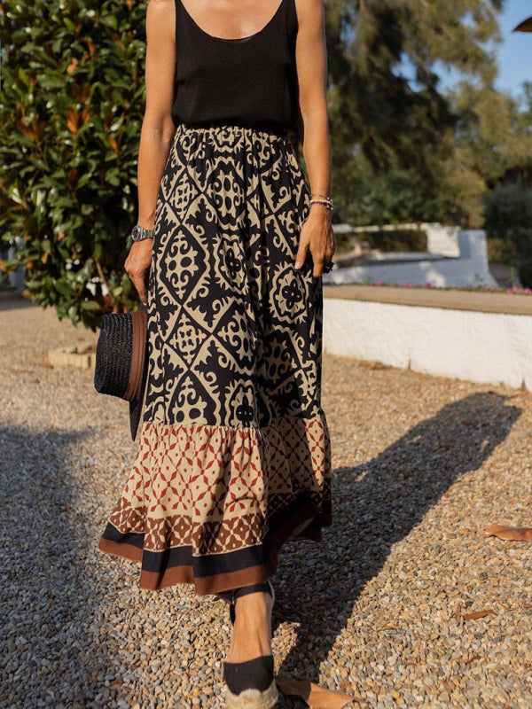 Maxi skirt with ruffles