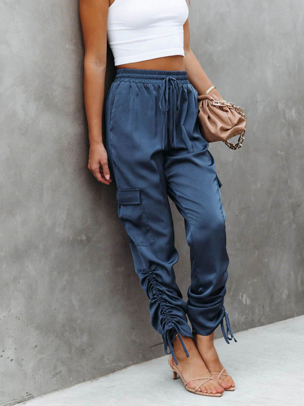 Satin cargo trousers