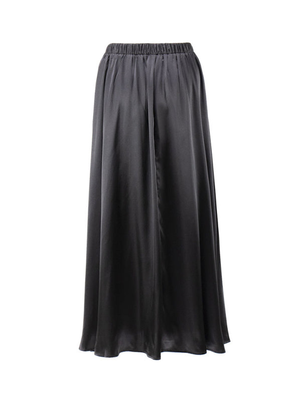 Flared maxi skirt in satin