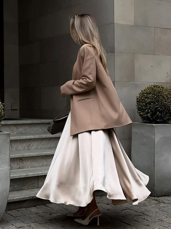 Flared maxi skirt in satin