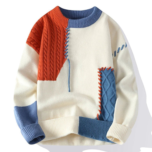 Men's jumper with patchwork pattern