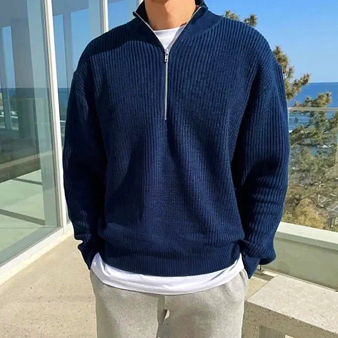 Men - Zip-Up Sweater - Cozy Fabric - Stylish and Versatile Pullover for All Occasions