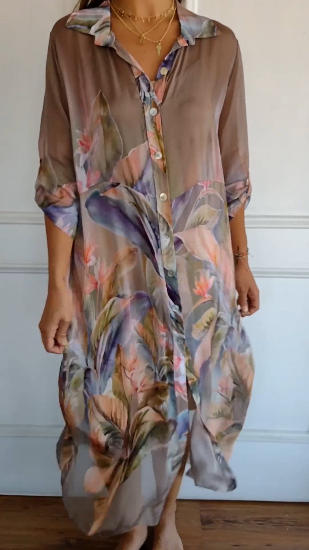 Comfortable Sheer Dress With Print