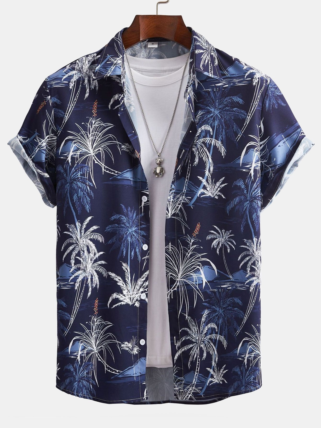 Palm Tree Print Button Up Shirt & Swim Shorts