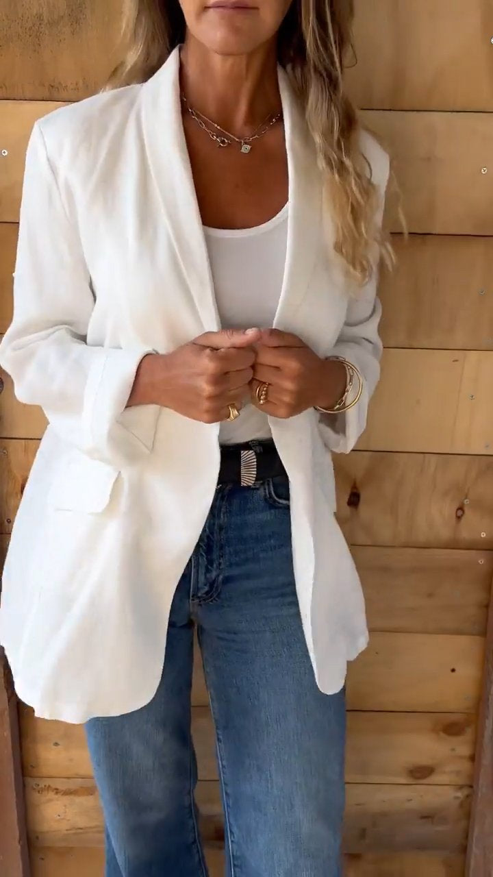 Women's Stylish Blazer - Elegant White Jacket - Versatile for Formal & Casual Occasions - Perfect Fit