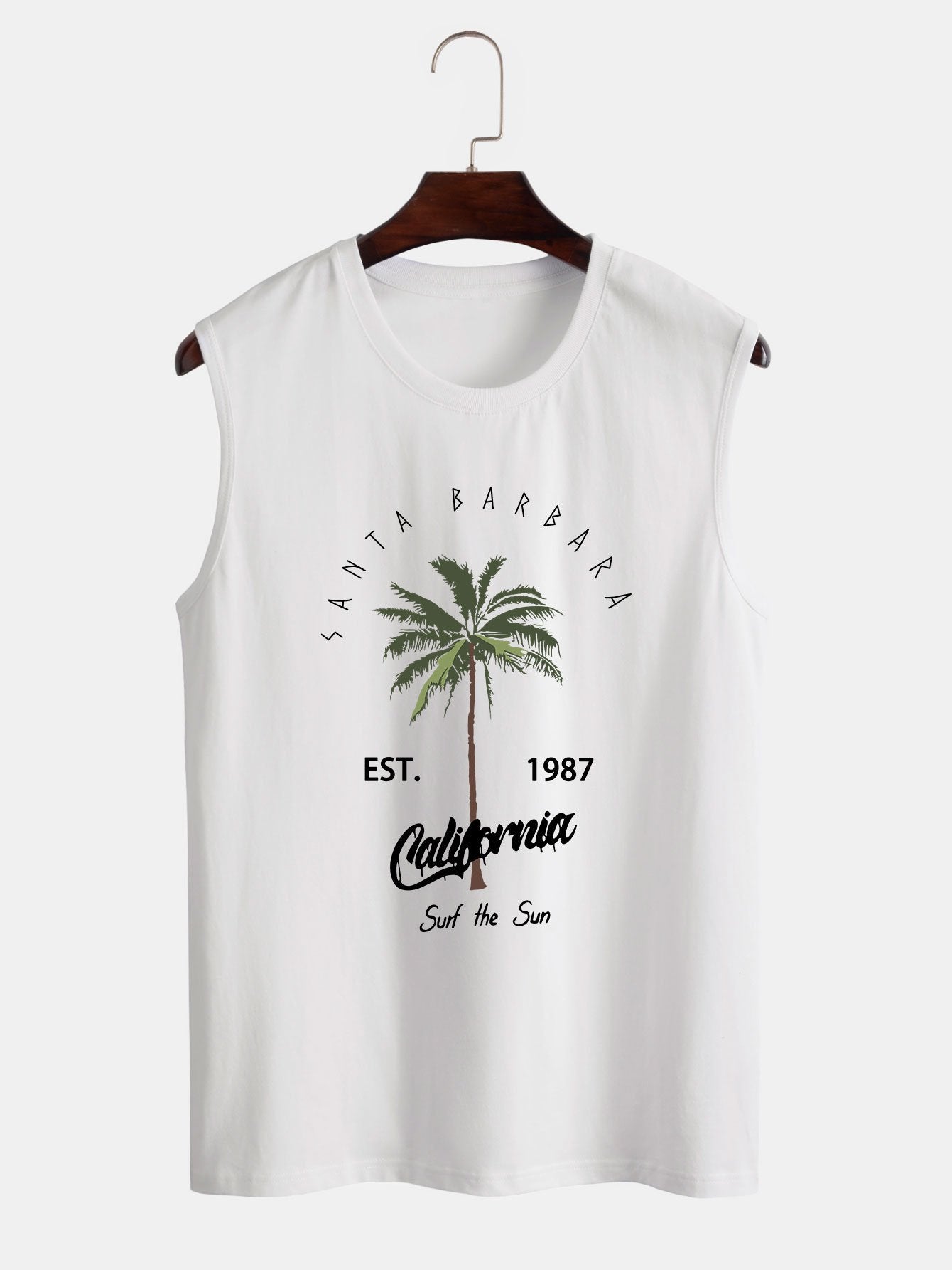 California Palm Tree Print Tank Top & Swim Shorts