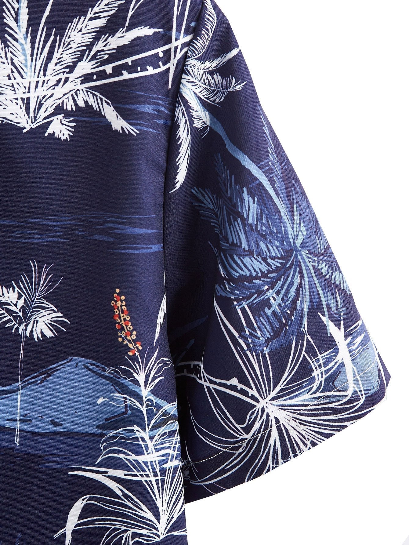 Palm Tree Print Button Up Shirt & Swim Shorts