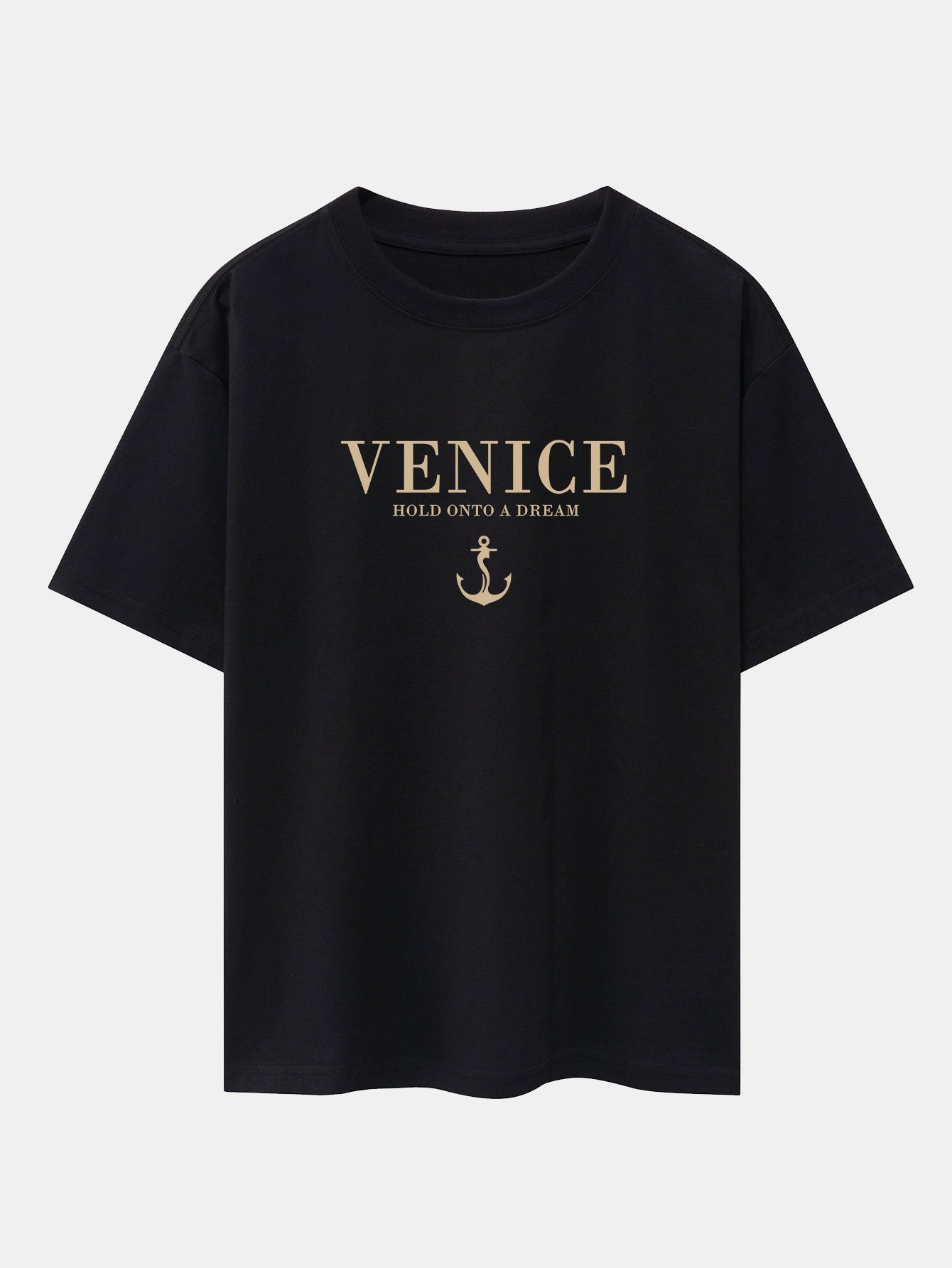 Venice Anchor Print Drop Shoulder Oversize T-Shirt & Swim Shorts