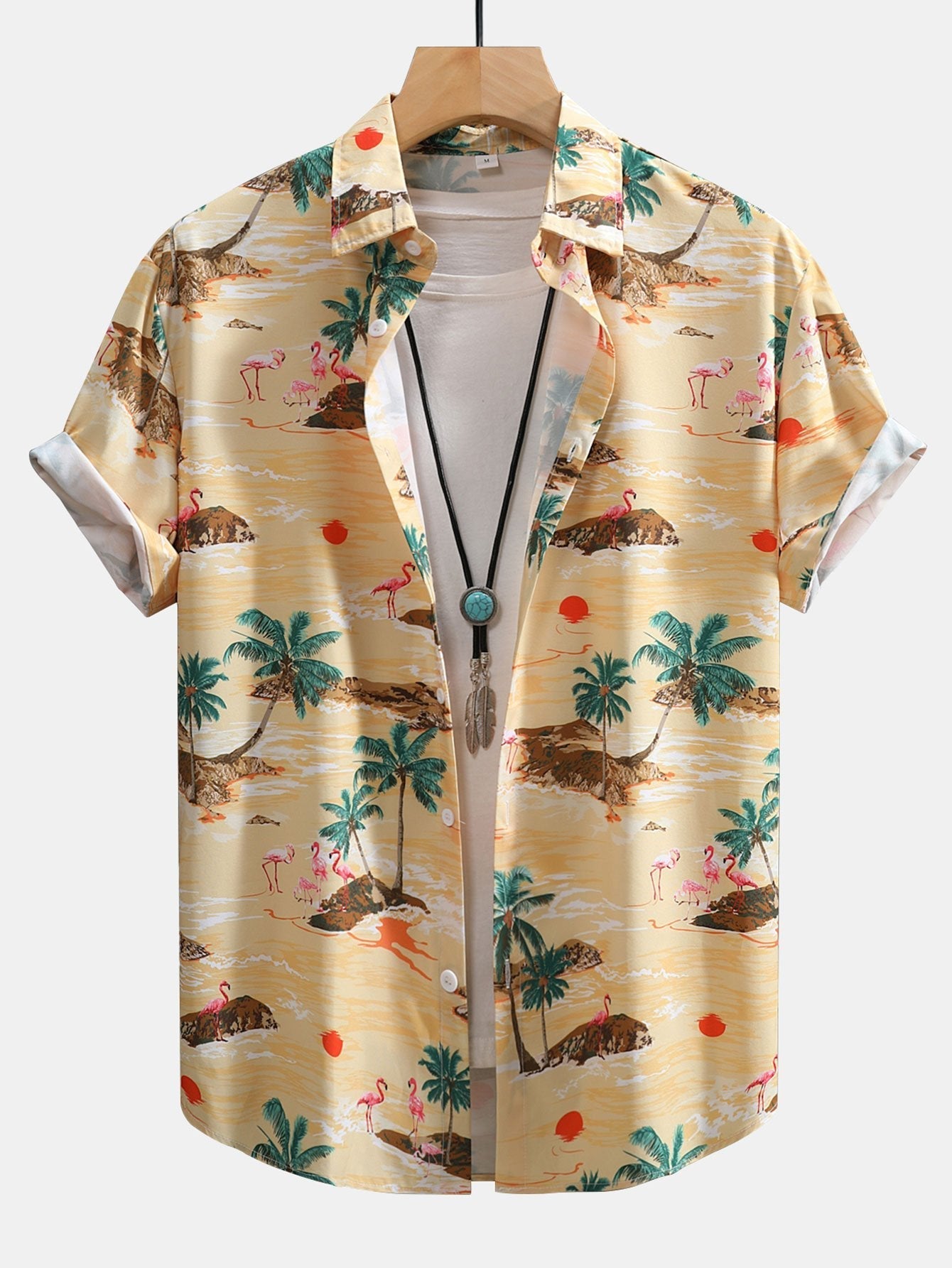 Flamingo Habitat Print Button Up Shirt & Swim Shorts