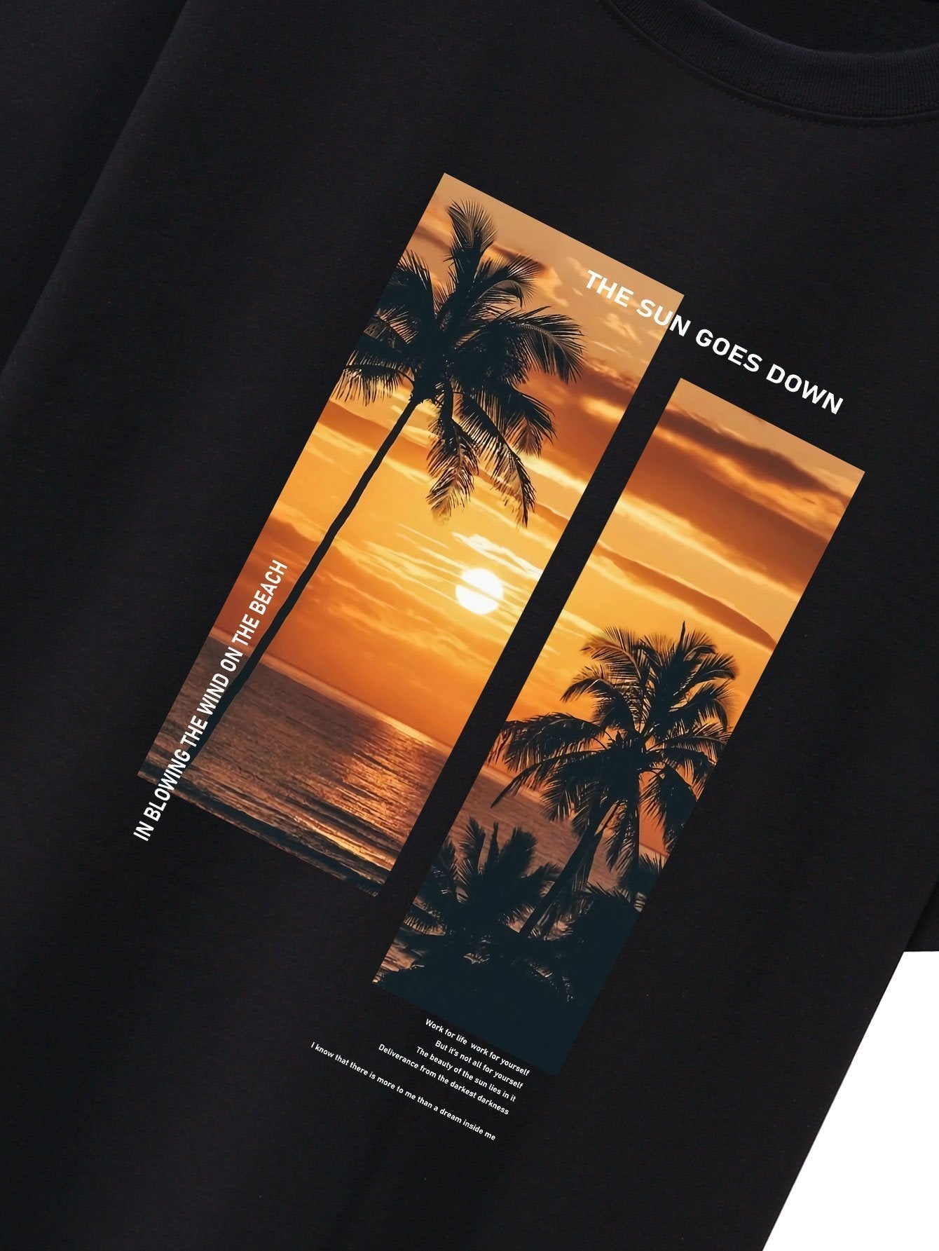 Palm Trees Landscape Slogan Print Oversize T-Shirt & Swim Shorts