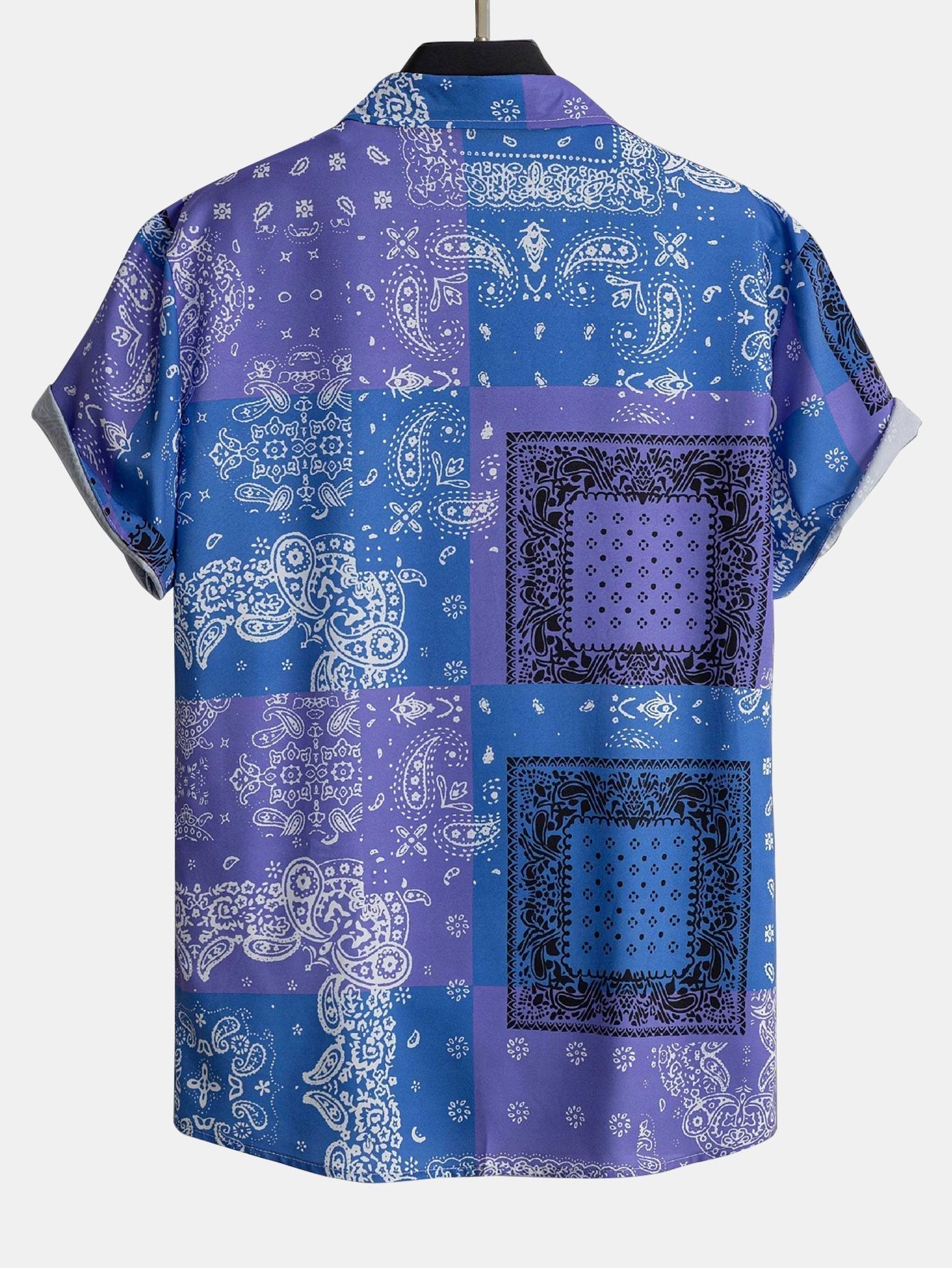 Paisley Bandana Print Button Up Shirt #Random Pattern Design# & Swim Shorts