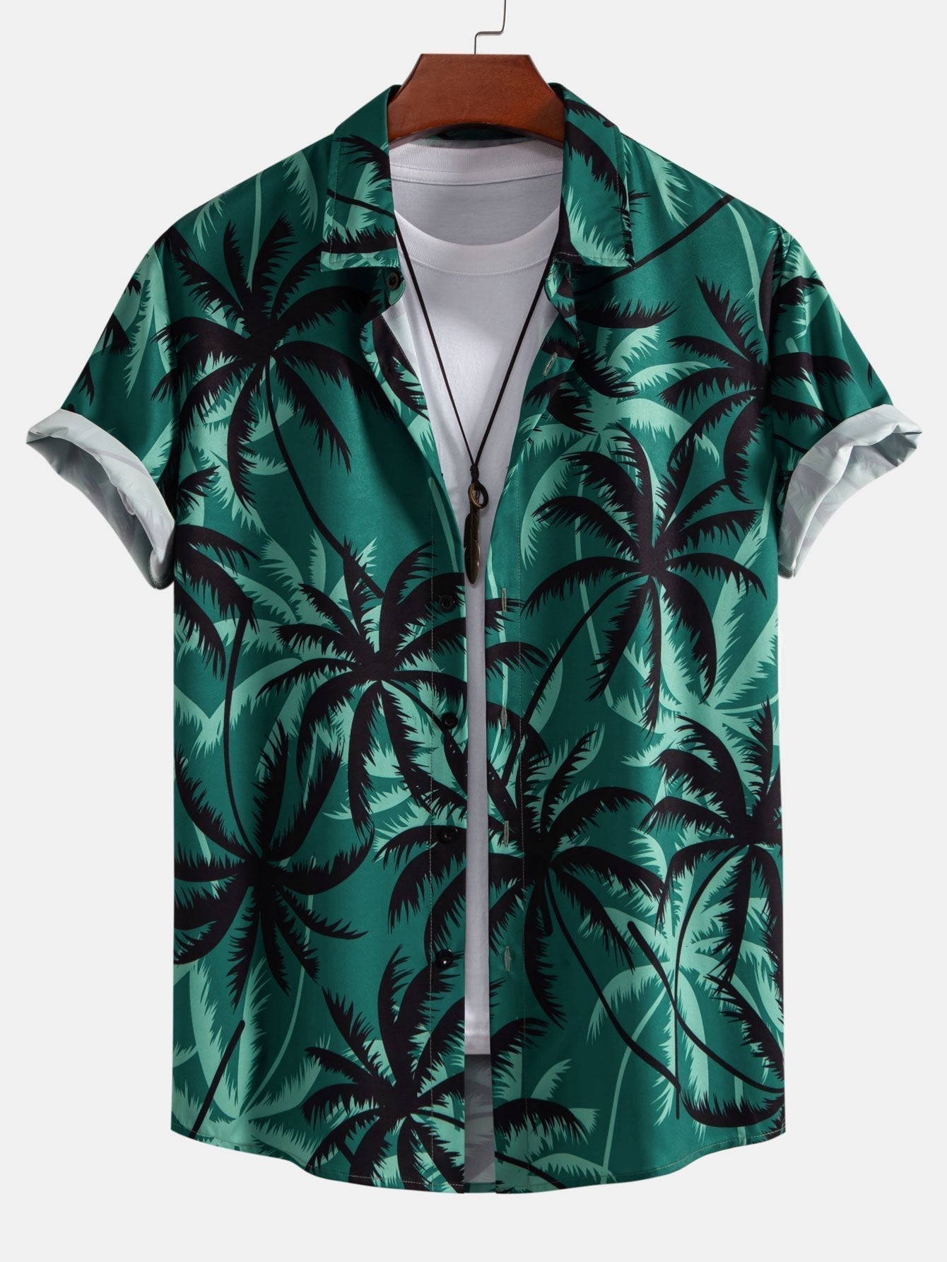 Palm Tree Print Button Up Shirt & Swim Shorts