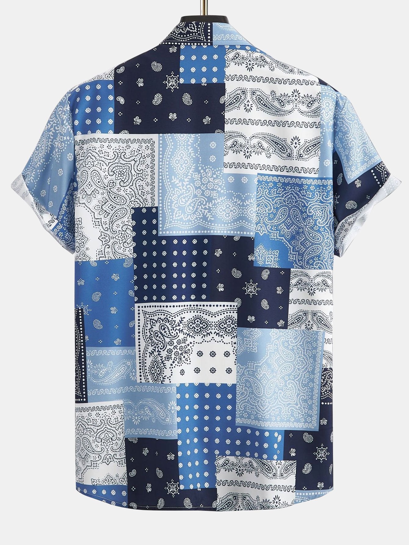 Paisley Patchwork Print Button Up Shirt #Random Pattern Design# & Swim Shorts