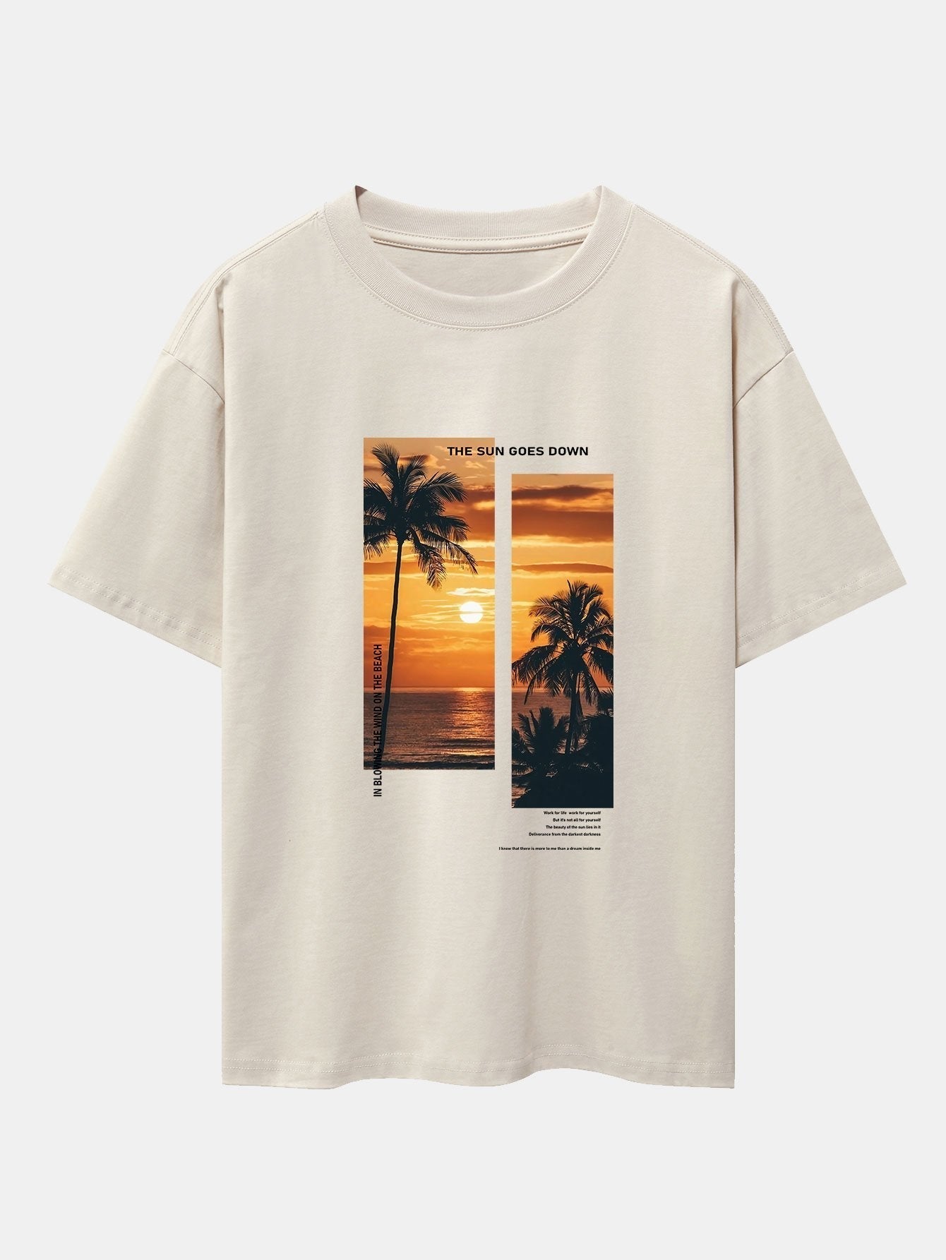 Palm Trees Landscape Slogan Print Oversize T-Shirt & Swim Shorts