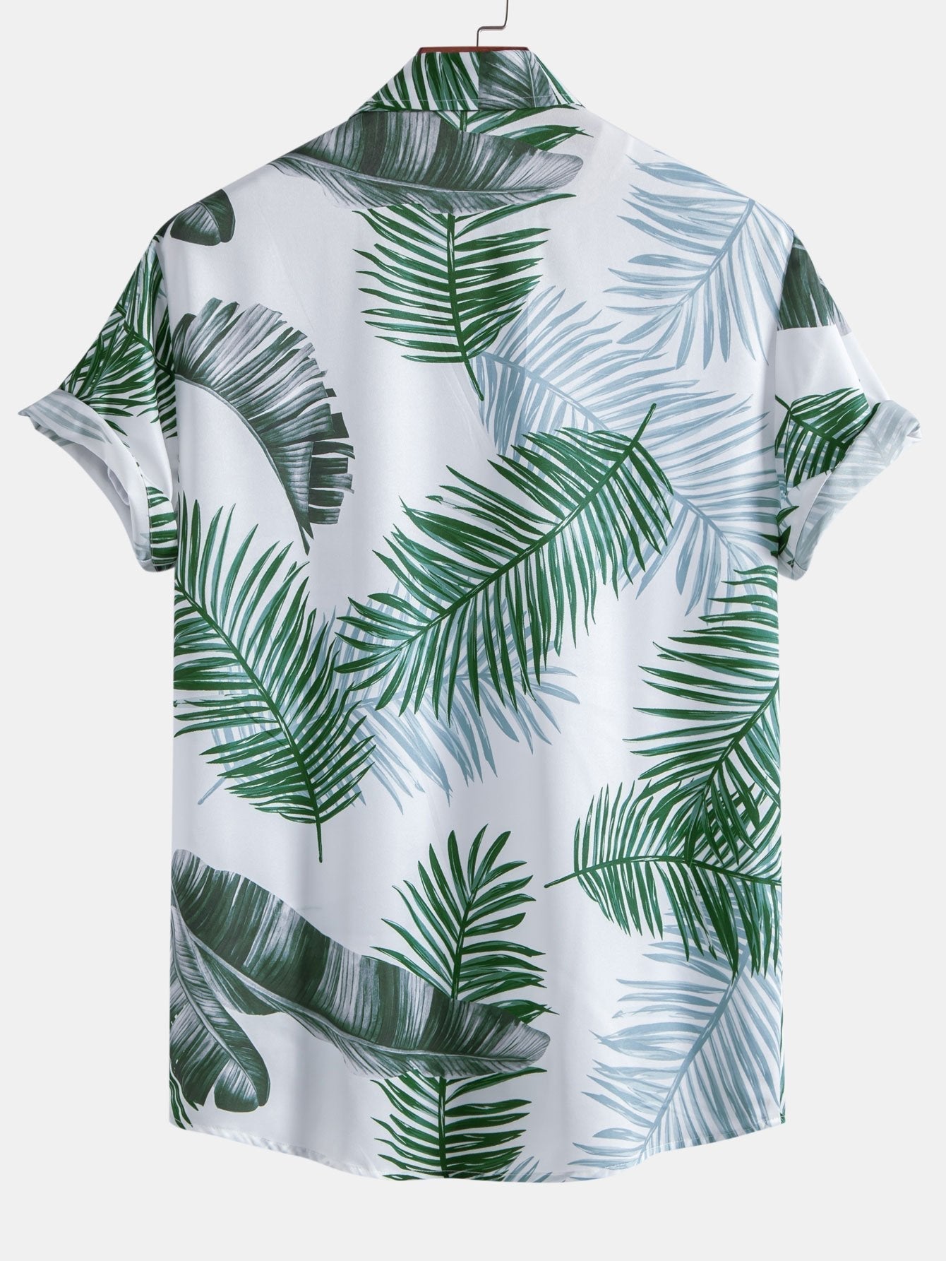 Leaf Print Button Up Shirt & Swim Short