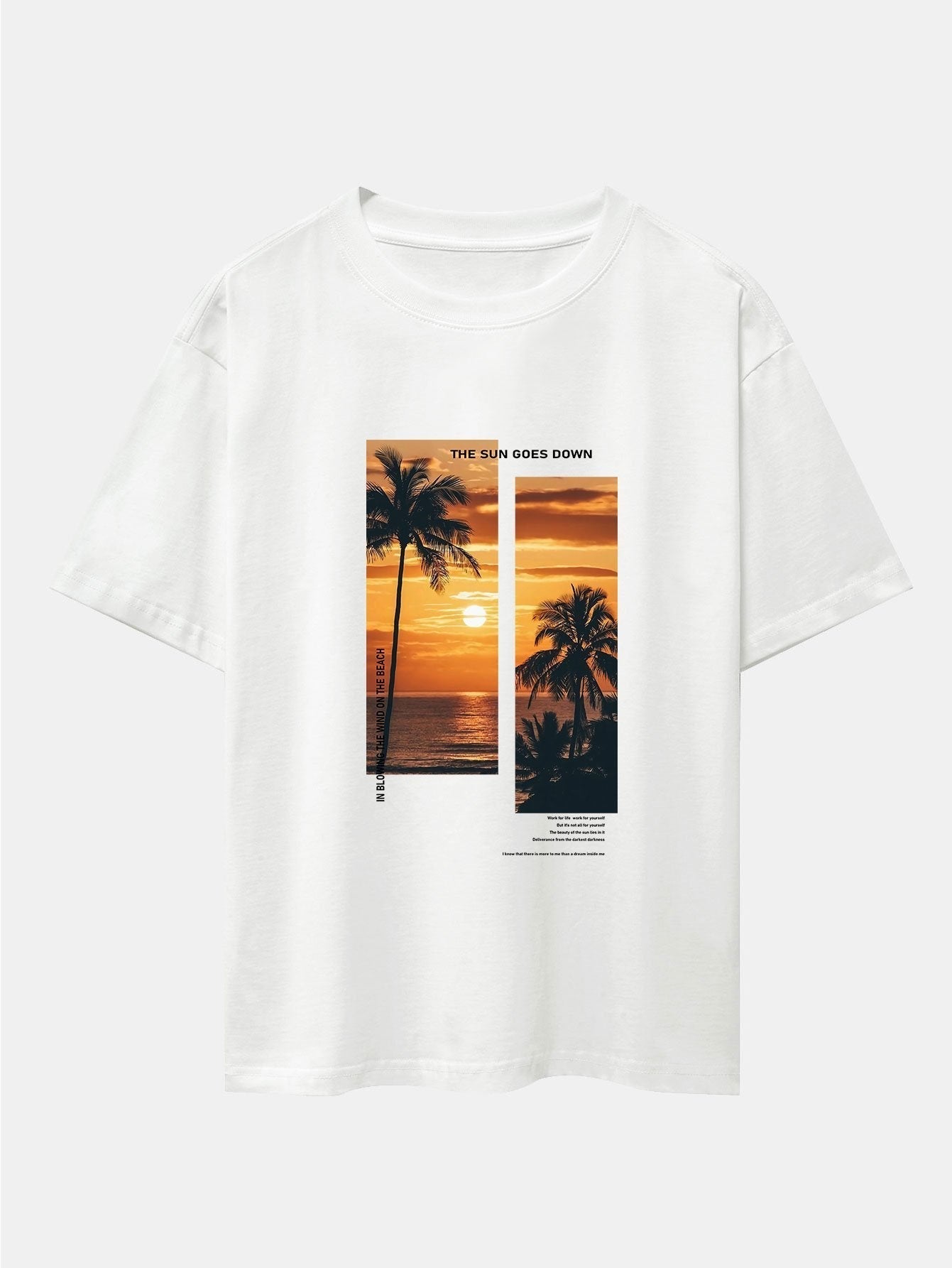 Palm Trees Landscape Slogan Print Oversize T-Shirt & Swim Shorts