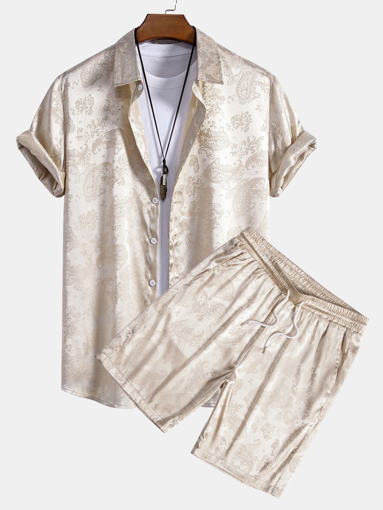 Paisley Print Satin Shirt & Shorts