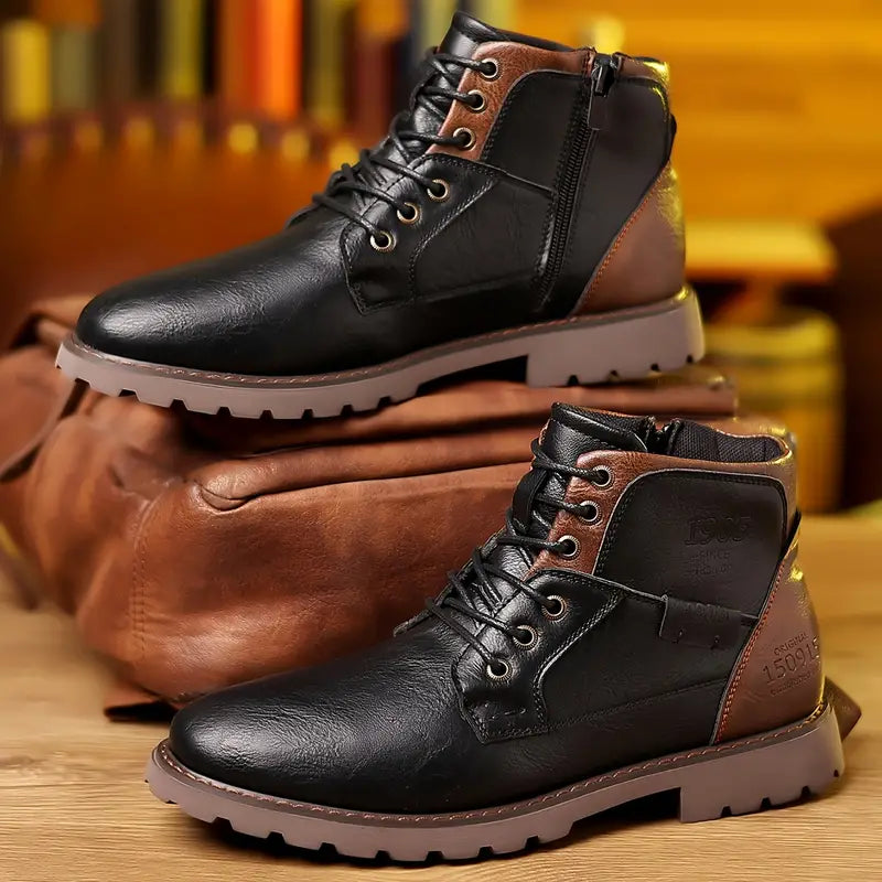 Leather boots with zip