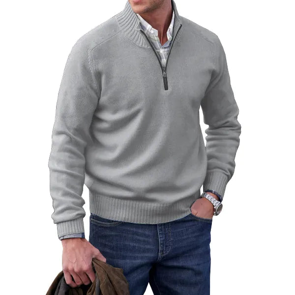 Cashmere pullover with zip