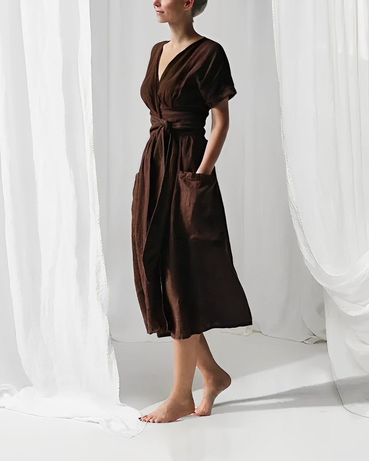 Elegant linen dress fashion